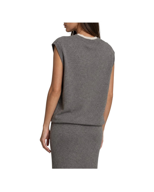 Gilet bicolor in maglia Grigio/Panna R010 GRIGIO PANNA HAVEONE 