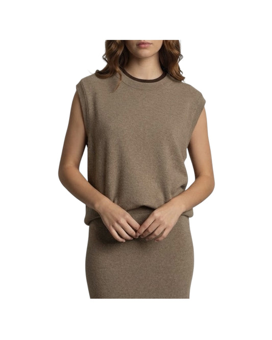 Gilet bicolor in maglia Tortora/Moro R010 TORTORA MORO HAVEONE 