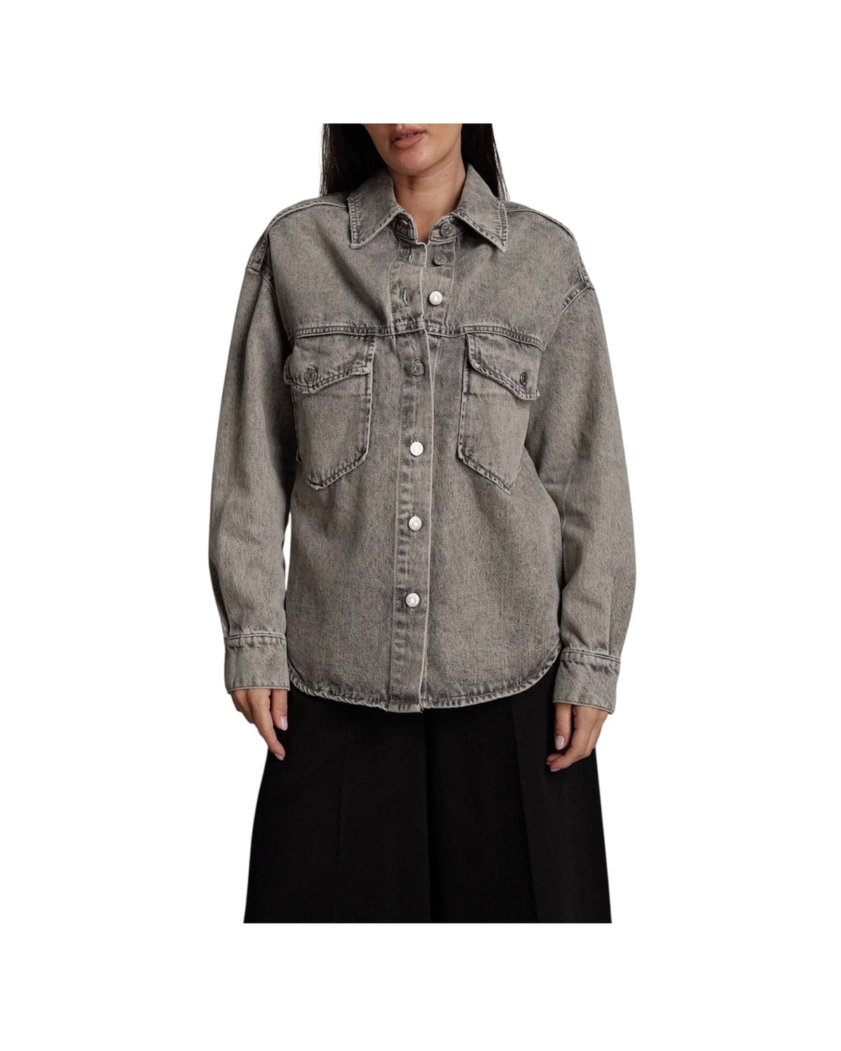 Camicia Over in denim Nero lavato grigio R028 NERO DENIM HAVEONE 