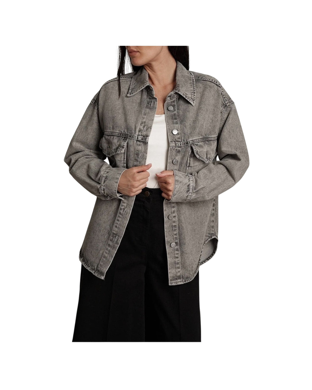 Camicia Over in denim Nero lavato grigio R028 NERO DENIM HAVEONE 