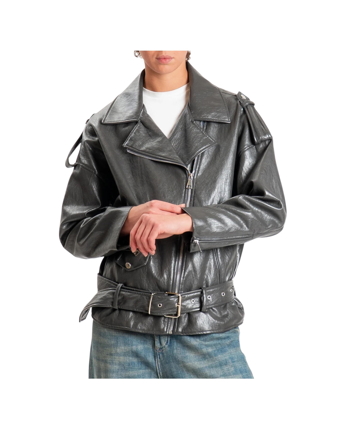 Giacca Biker Over Grigio R034 GRIGIO HAVEONE 