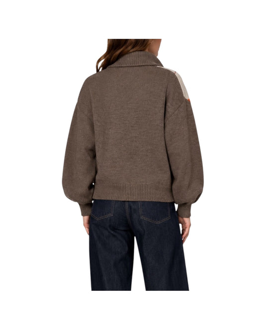 Maglia a rombi full zip Tortora/Arancio/Beige R074 TORTORA ARANCIO BEIGE HAVEONE 