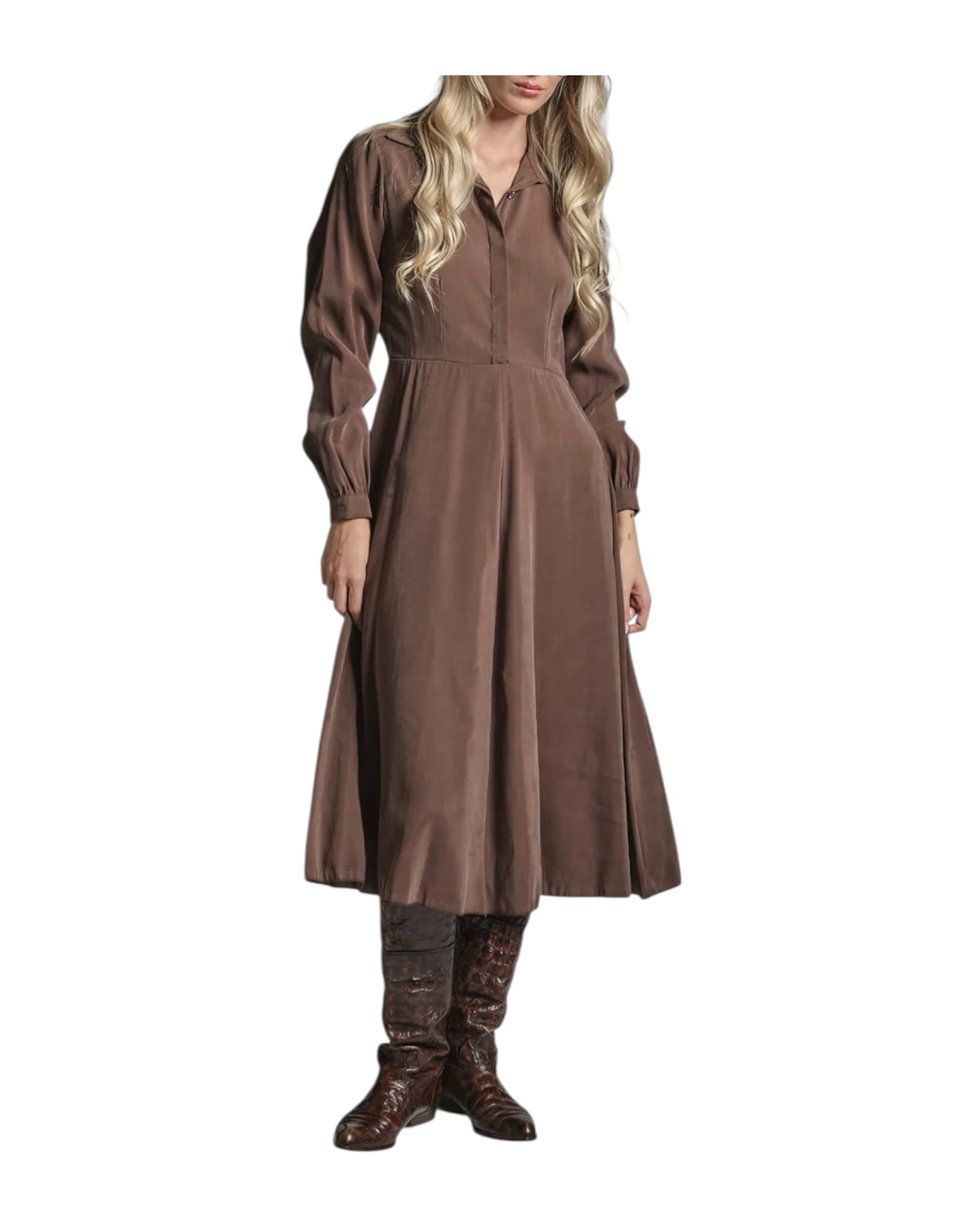 Abito Midi in misto modal Tortora AMIRA MXDC18 IMPURE 