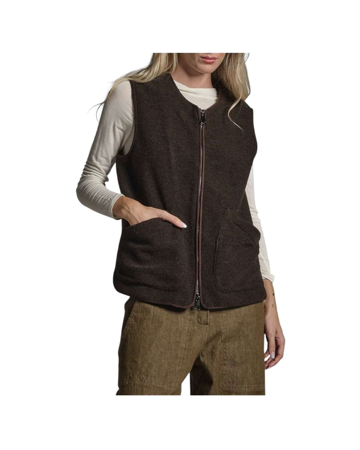 Gilet in lana cotta Brown ARIANE MWBC29 IMPURE 