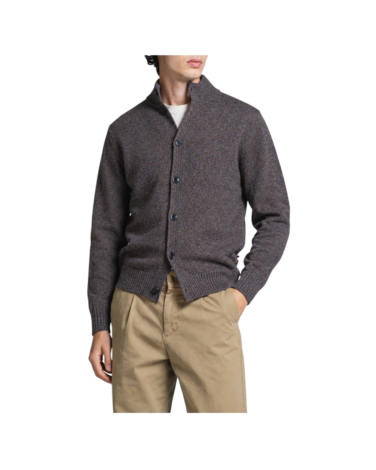 Cardigan in lana Brown CHASE WN7C29 IMPURE 
