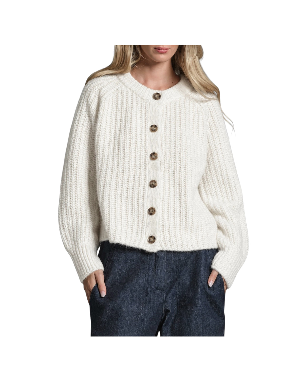 Cardigan misto alpaca Acry ecru CINZIA ANPC56 IMPURE 