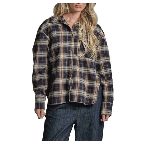 Camicia in misto cotone Navy Check CLARINE PPC113 IMPURE 