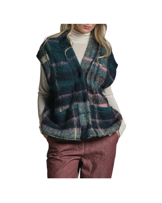 Gilet misto lana Check Multicolor IVETTEW01 MWO130 IMPURE 