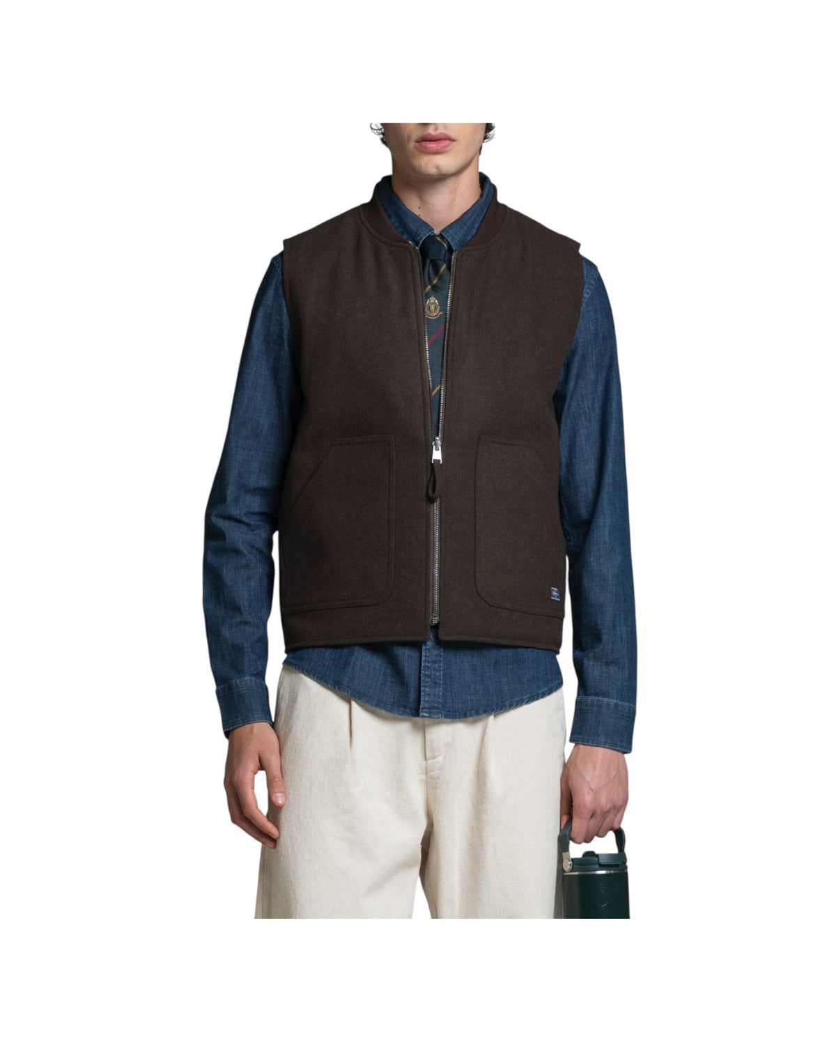 Gilet reversibile misto lana Brown MARTIN MWOC29 IMPURE 