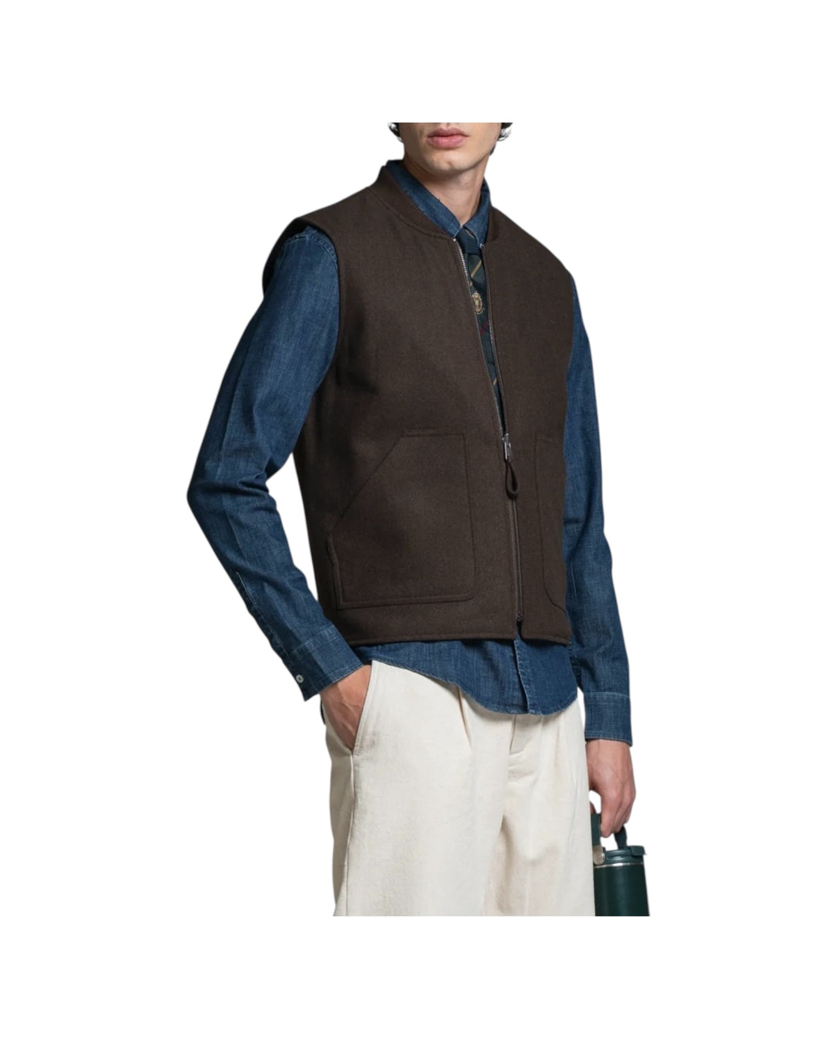 Gilet reversibile misto lana Brown MARTIN MWOC29 IMPURE 