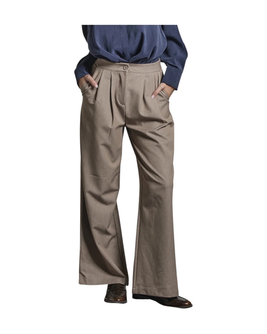 Pantalone con pinces Tortora PEACE WOVC18 IMPURE 