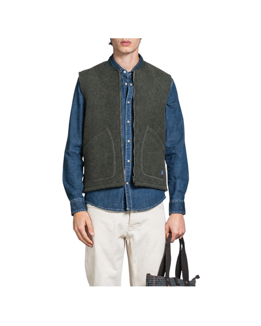 Gilet in lana cotta Military green TERRY MWBC03 IMPURE 