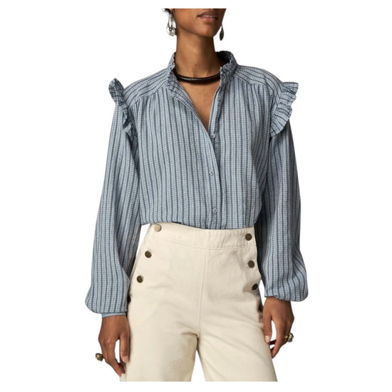 Camicia a righe misto viscosa Blu HYDRA BLUE MIST STRIPES MAISON HOTEL 