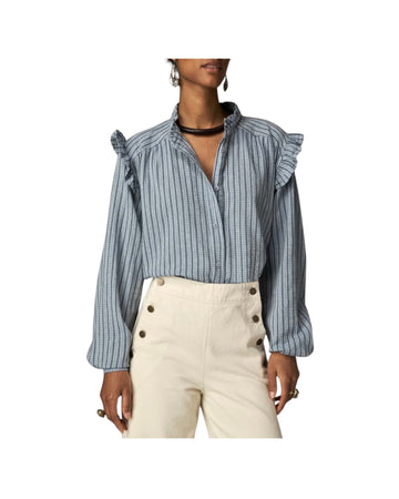 Camicia a righe misto viscosa Blu HYDRA BLUE MIST STRIPES MAISON HOTEL 