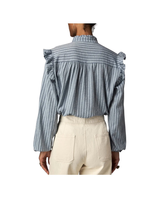 Camicia a righe misto viscosa Blu HYDRA BLUE MIST STRIPES MAISON HOTEL 