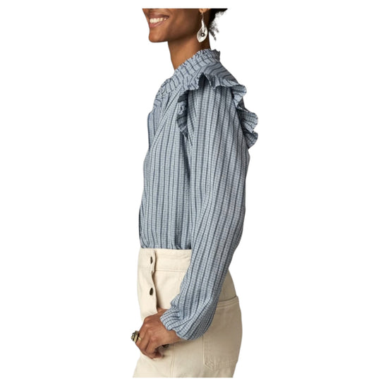 Camicia a righe misto viscosa Blu HYDRA BLUE MIST STRIPES MAISON HOTEL 