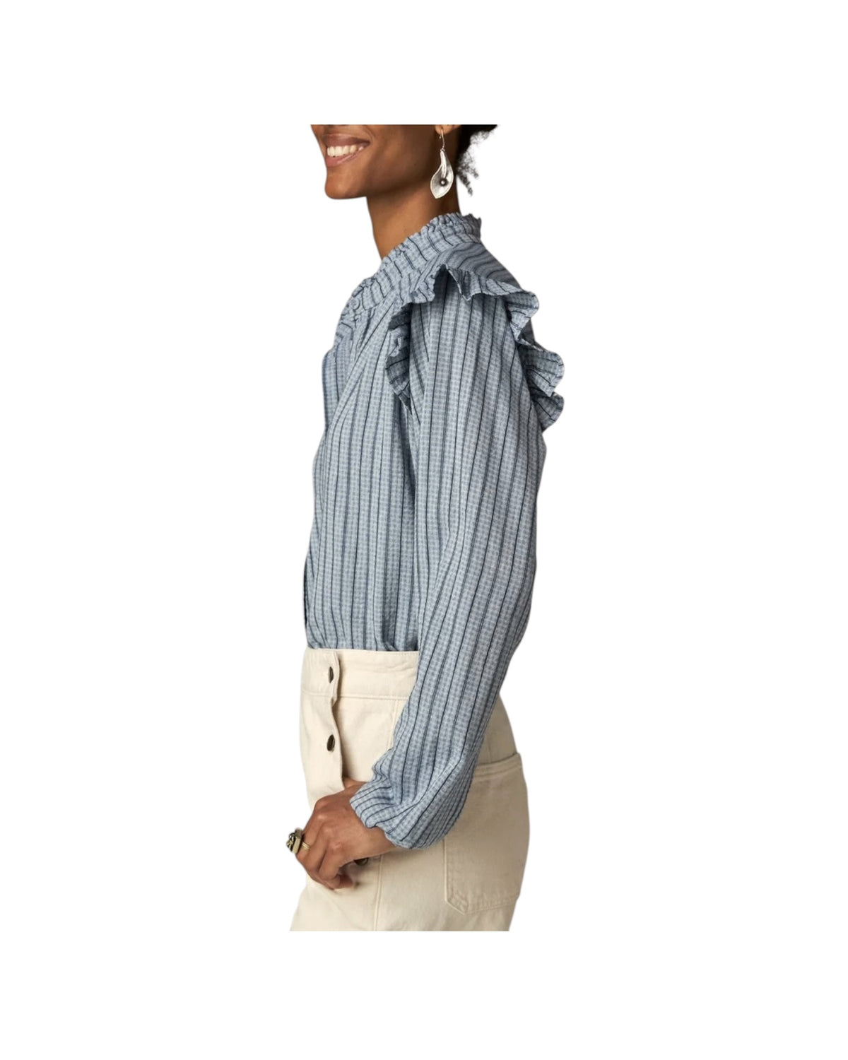 Camicia a righe misto viscosa Blu HYDRA BLUE MIST STRIPES MAISON HOTEL 