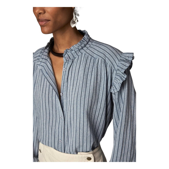 Camicia a righe misto viscosa Blu HYDRA BLUE MIST STRIPES MAISON HOTEL 