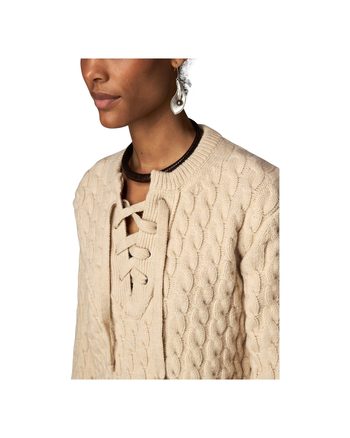 Maglione a trecce cream Whisper OPALINE KNIT CREAM WHISPER MAISON HOTEL 