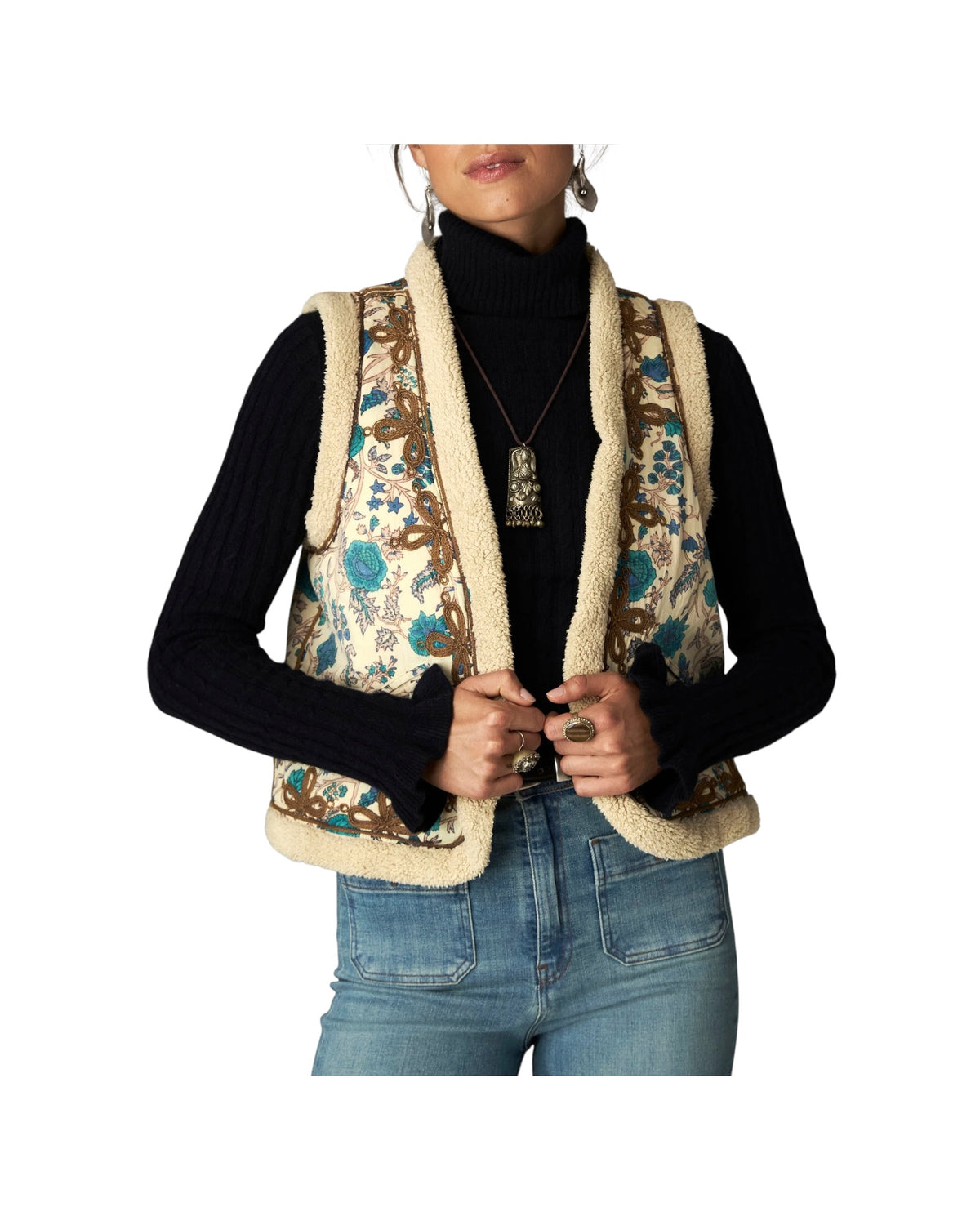 Gilet stampato con rifinitura ricamata SUMMER OOF 69 VERDE PROVENCE MAISON HOTEL 