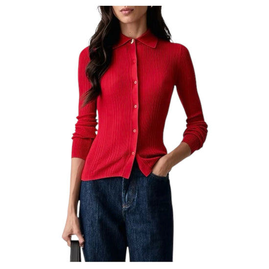 Maglia a polo in lyocell e lana Rosso BACO 007 MARELLA 