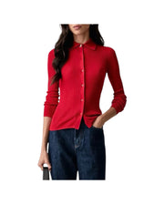 Maglia a polo in lyocell e lana Rosso