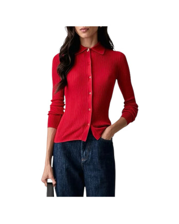 Maglia a polo in lyocell e lana Rosso BACO 007 MARELLA 