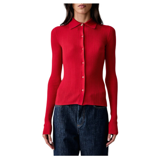 Maglia a polo in lyocell e lana Rosso BACO 007 MARELLA 