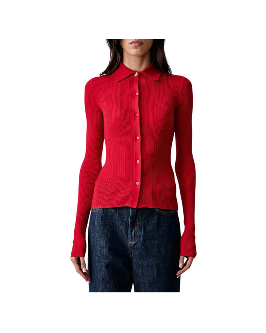 Maglia a polo in lyocell e lana Rosso BACO 007 MARELLA 
