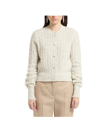 Cardigan misto alpaca con trecce Panna CERTA 001 MARELLA 