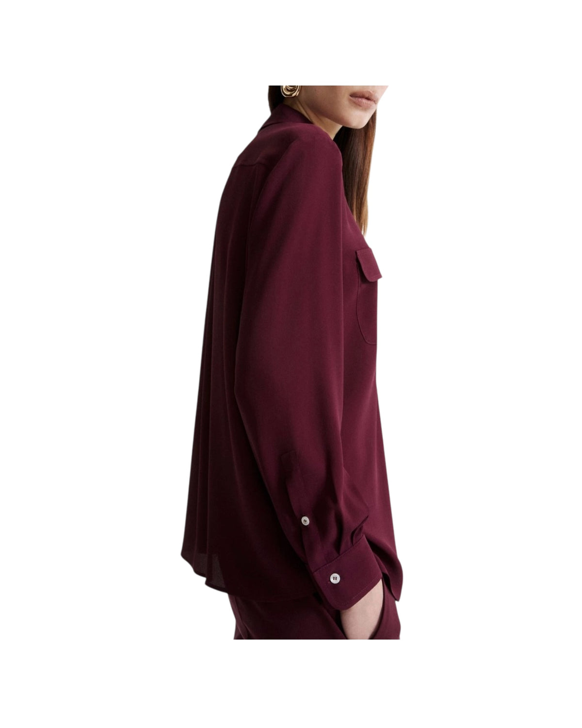Camicia con taschini in misto seta Bordeaux FESTOSO 004 MARELLA 