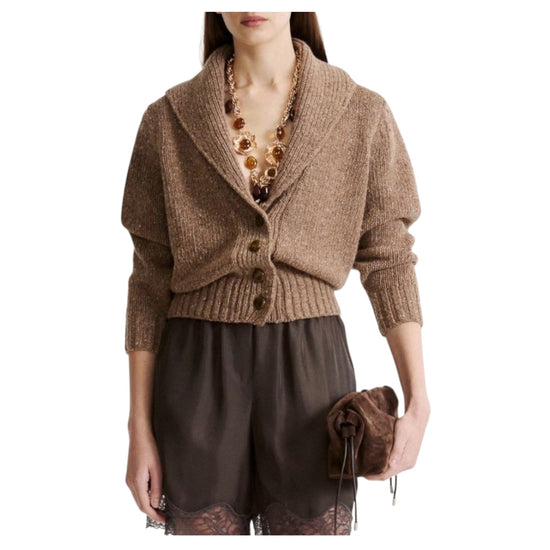 Cardigan in filato bottonato Nocciola GEODE 001 MARELLA 