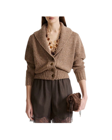 Cardigan in filato bottonato Nocciola GEODE 001 MARELLA 