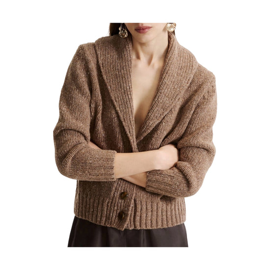 Cardigan in filato bottonato Nocciola GEODE 001 MARELLA 