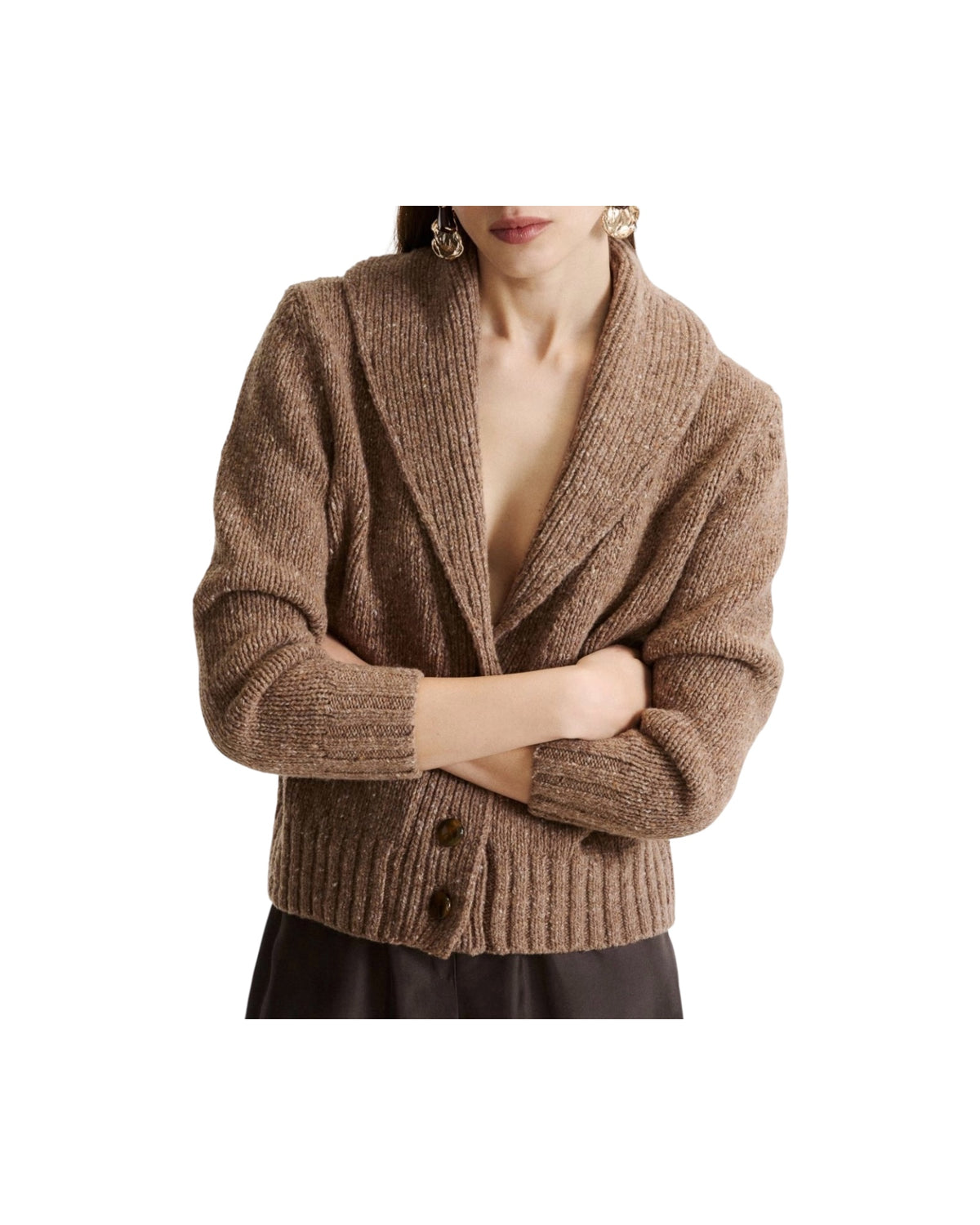Cardigan in filato bottonato Nocciola GEODE 001 MARELLA 
