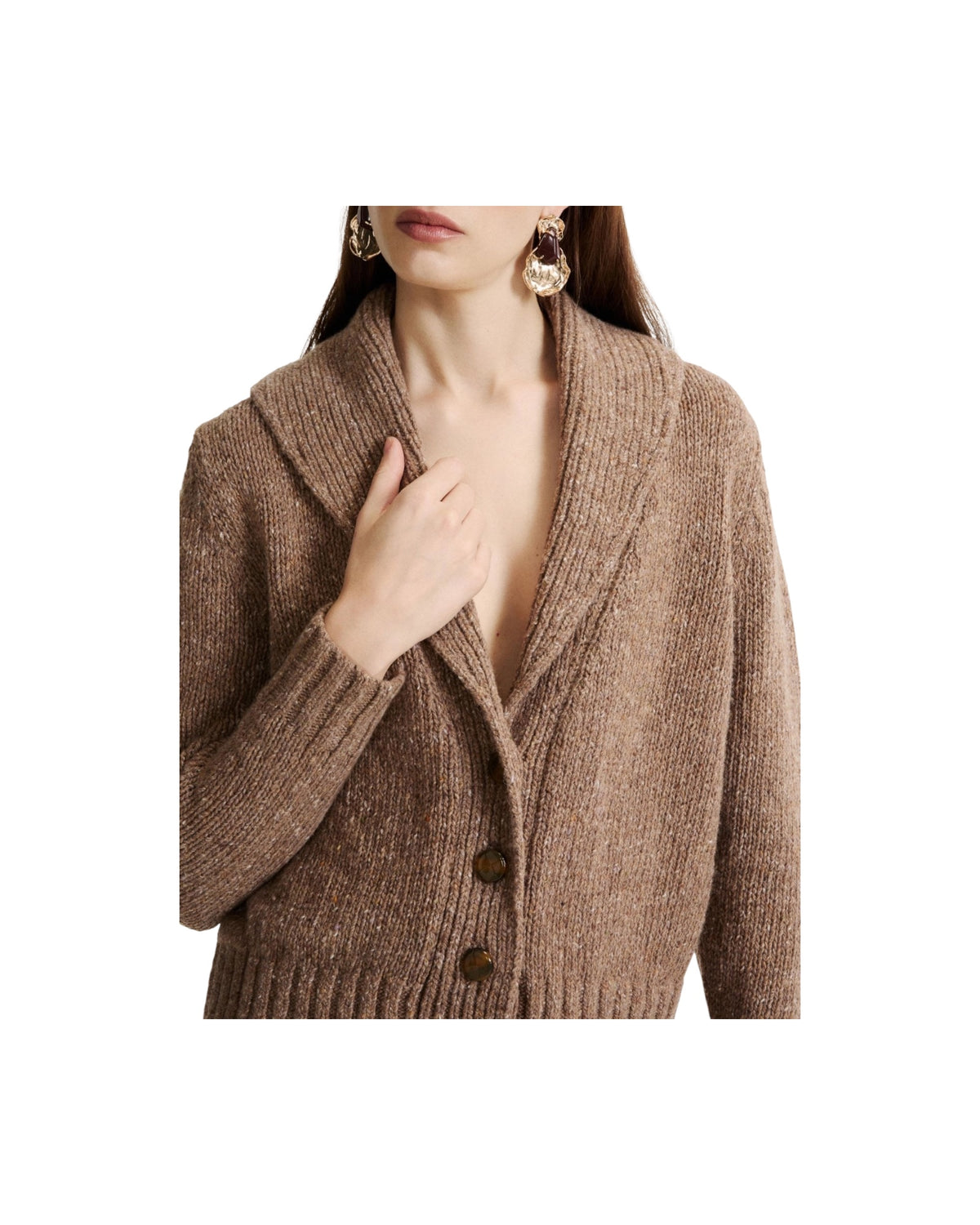 Cardigan in filato bottonato Nocciola GEODE 001 MARELLA 