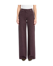 Pantalone in drill di puro cotone Prugna