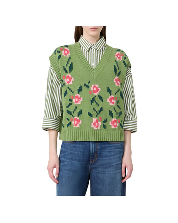 Gilet in misto cotone intarsiato Verde ALAMARO 010 MAX MARA WEEKEND 