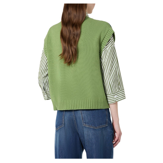 Gilet in misto cotone intarsiato Verde ALAMARO 010 MAX MARA WEEKEND 