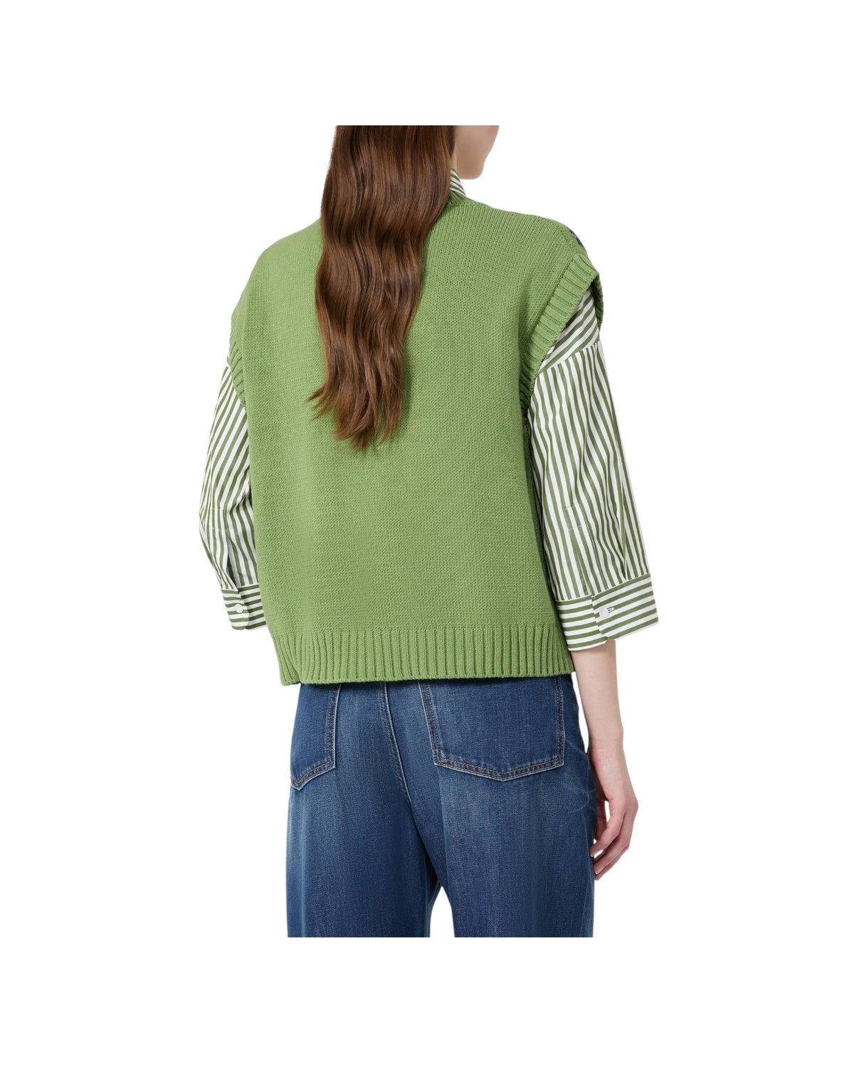 Gilet in misto cotone intarsiato Verde ALAMARO 010 MAX MARA WEEKEND 