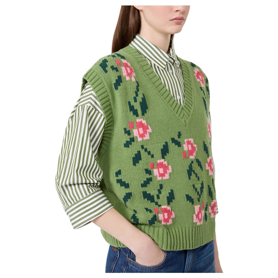 Gilet in misto cotone intarsiato Verde ALAMARO 010 MAX MARA WEEKEND 