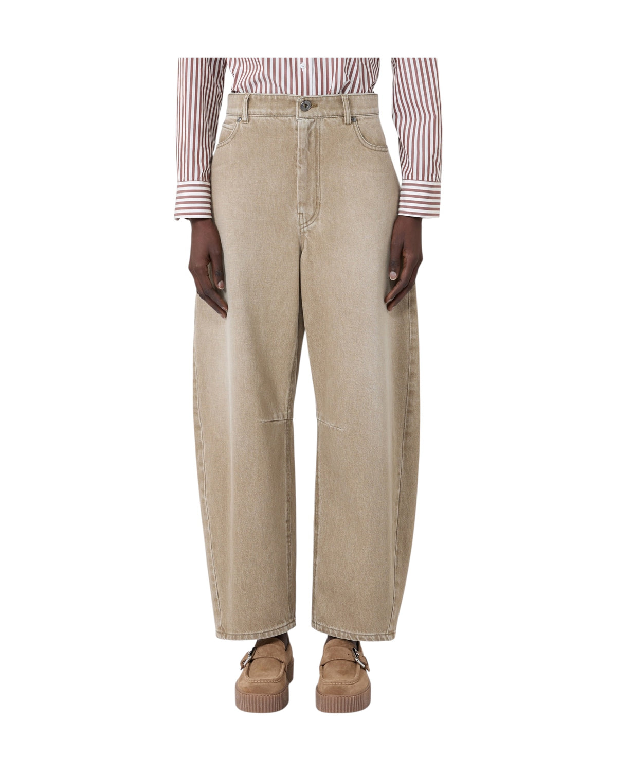 Jeans Barrel leg in denim effetto used Beige ARCADIA 013 MAX MARA WEEKEND 