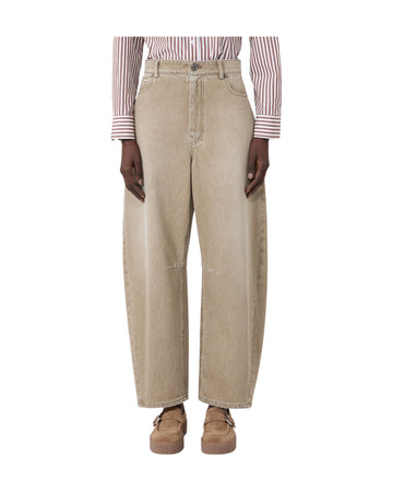 Jeans Barrel leg in denim effetto used Beige ARCADIA 013 MAX MARA WEEKEND 