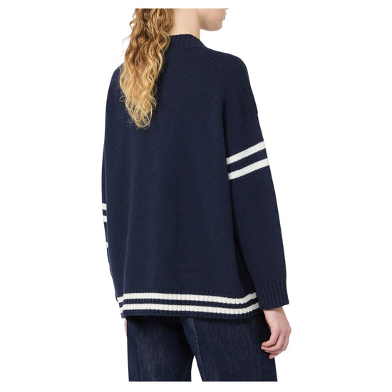 Cardigan in lana jacquard Blu marino BELGIO 005 MAX MARA WEEKEND 