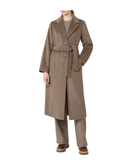 Cappotto lungo in orsetto di lana e alpaca Marron Glace' BRONTE 025 MAX MARA WEEKEND 