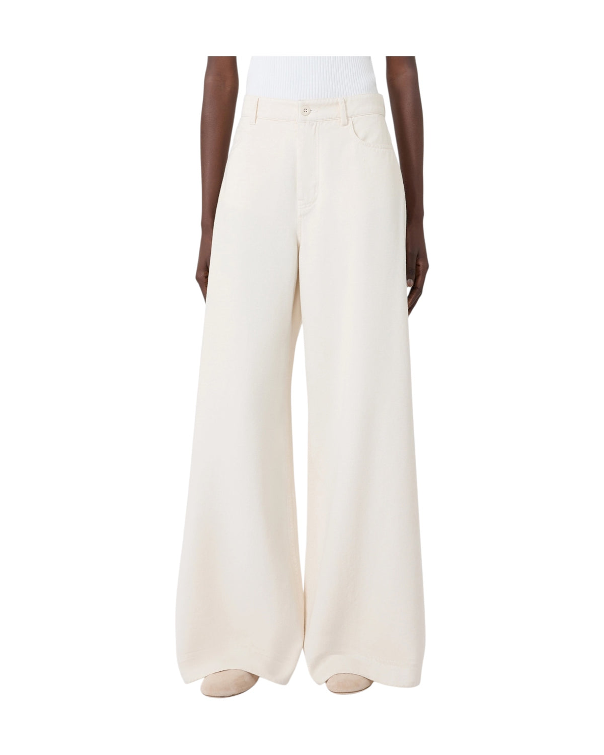 Pantalone in bull di cotone Ecru CANNETI 001 MAX MARA WEEKEND 