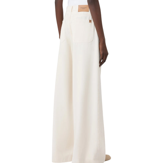 Pantalone in bull di cotone Ecru CANNETI 001 MAX MARA WEEKEND 