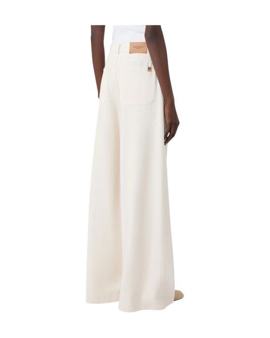 Pantalone in bull di cotone Ecru CANNETI 001 MAX MARA WEEKEND 