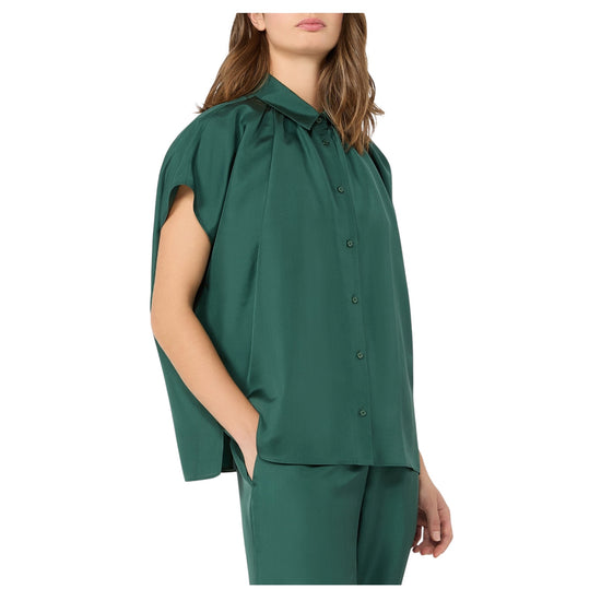 Camicia ampia in seta habotai Verde scuro CRINE 003 MAX MARA WEEKEND 