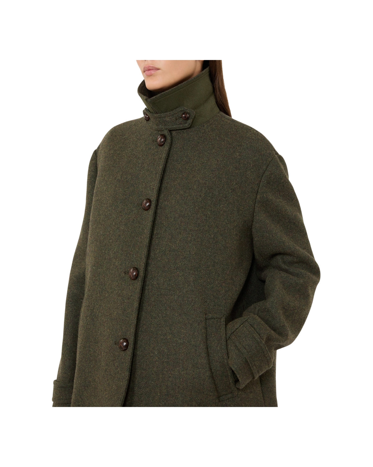 Cappotto corto in lana mèlange Verde DIORAMA 001 MAX MARA WEEKEND 
